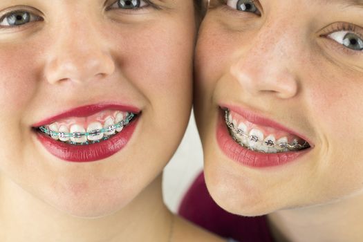 Close up of Two Young Girls Smiling