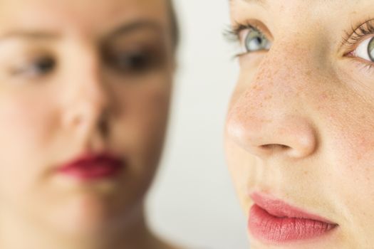 Close up of Two Young Girls Faces