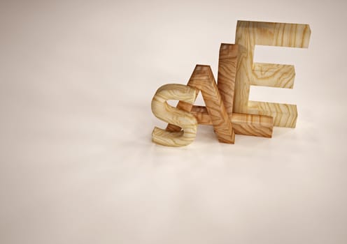 Glossy three-dimensional inscription Sale as a sign.