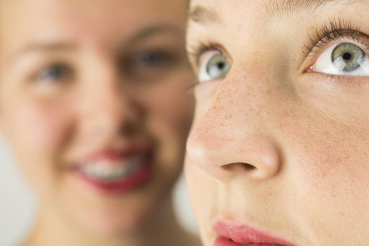 Close up of Two Young Girls Faces