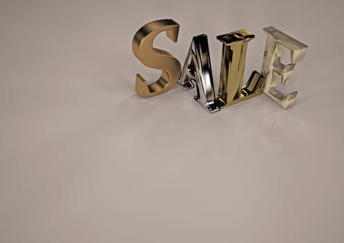 Glossy three-dimensional inscription Sale as a sign.
