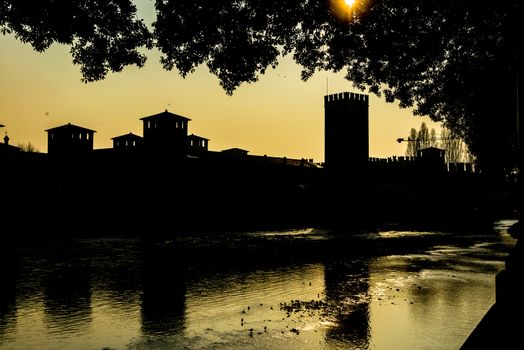 The medieval castle and bridge of Castelvecchio, in the old town of Verona