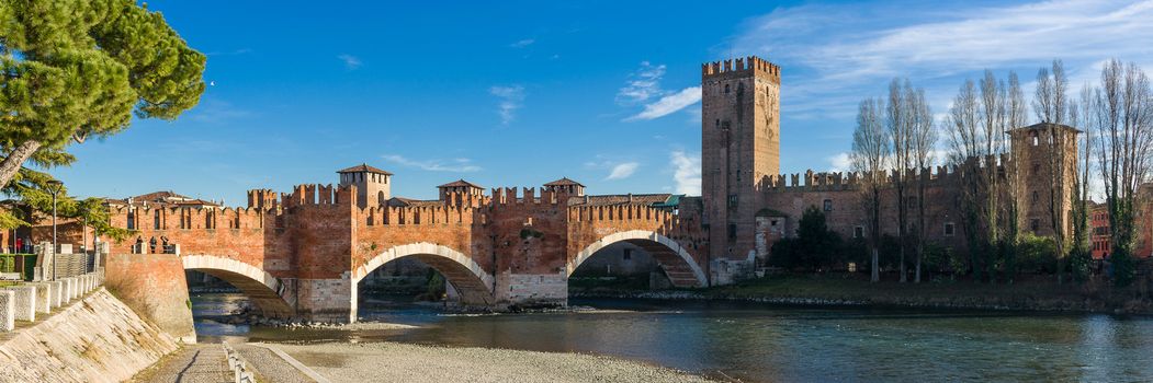 The medieval castle and bridge of Castelvecchio, in the old town of Verona