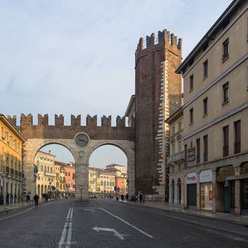 The medieval Porta Nuova, gate to the old town of Verona.