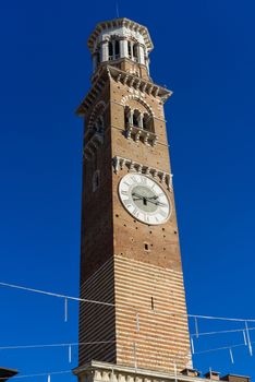 The highest tower, called dei Lamberti in the Town Hall of Verona