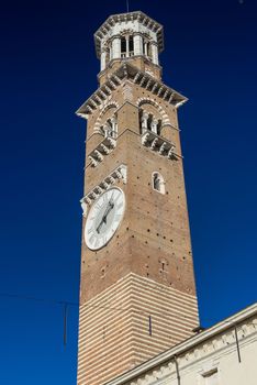 The highest tower, called dei Lamberti in the Town Hall of Verona