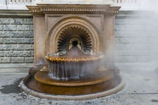 Famous fountain called La Bollente, known since roman times, symbol of Acqui Terme in Piedmont