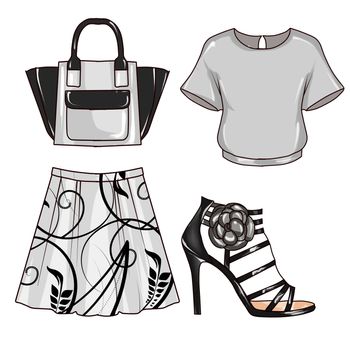 Fashion Collection of Clip Art - Fashionable and Trendy clothes and accessories