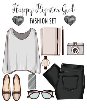 Fashion Collection of Clip Art - Fashionable and Trendy clothes and accessories