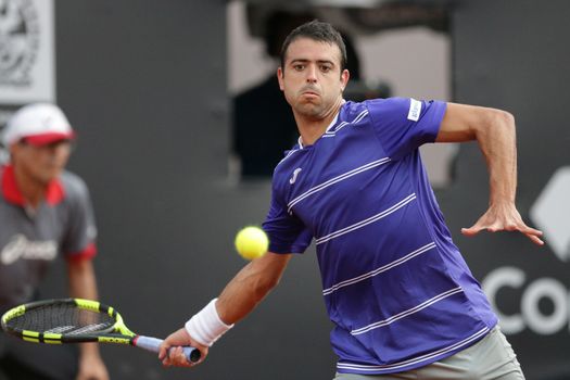 BRAZIL, Rio de Janeiro: Inigo Cervantes returns the ball during a match against Alexandr Dolgopolov at the Brazilian Jockey Club, in the South zone of Rio de Janeiro on February 18, 2016.
