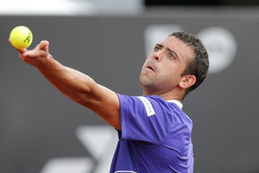 BRAZIL, Rio de Janeiro: Inigo Cervantes returns the ball during a match against Alexandr Dolgopolov at the Brazilian Jockey Club, in the South zone of Rio de Janeiro on February 18, 2016.