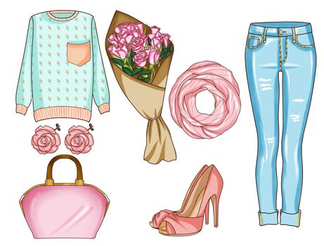 Fashion Collection of Clip Art - Fashionable and Trendy clothes and accessories