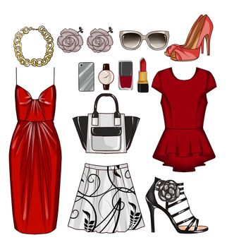 Fashion Collection of Clip Art - Fashionable and Trendy clothes and accessories