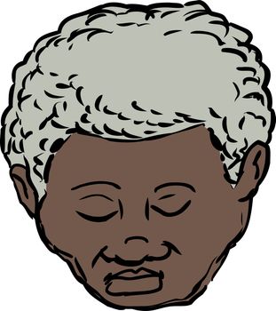 Single isolated head of mature African American man with eyes closed