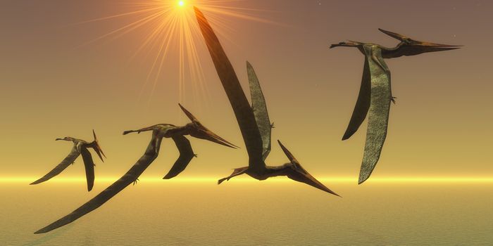 Pteranodons are flying reptiles that lived in the Cretaceous Period of North America in Earth's history.