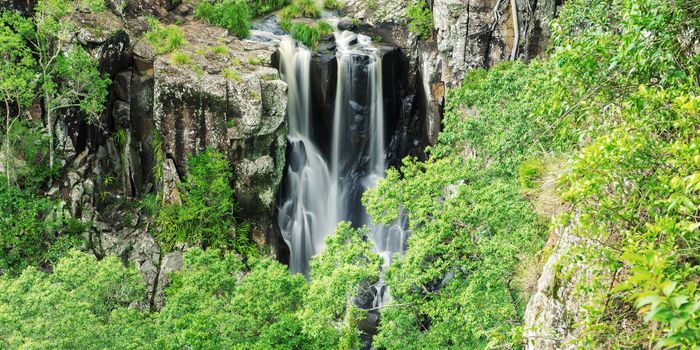 Denham Falls in Beechmont, Queensland, Australia. Located in the Denham Reserve.