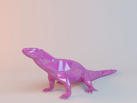 pink low poly (Lizard) inside a white stage with high render quality to be used as a logo, medal, symbol, shape, emblem, icon, children story, or any other use.3D