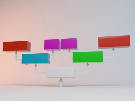 Colorful cubes with arrows 3D to place information inside