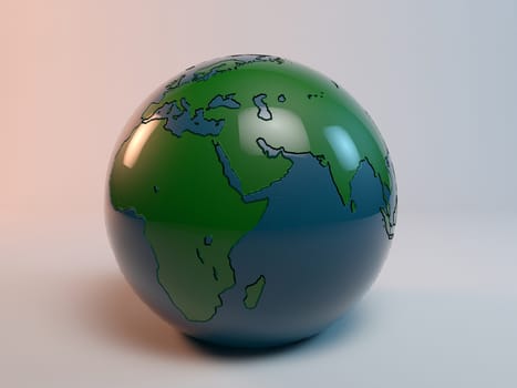 Metal earth with reflection, globe icon of the world