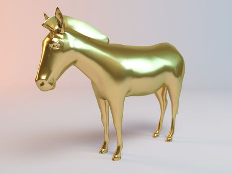 Golden 3D animal zebra inside a stage with high render quality to be used as a logo, medal, symbol, shape, emblem, icon, business, geometric, label or any other use