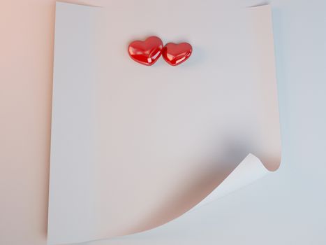 Love letter icon with 3d hearts Illustration in a white stage