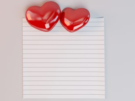 lined Love letter icon with 3d hearts Illustration in a white stage
