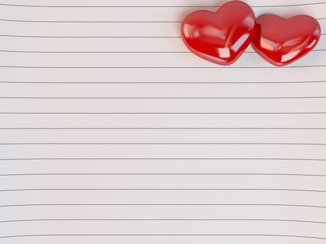 lined Love letter icon with 3d hearts Illustration in a white stage