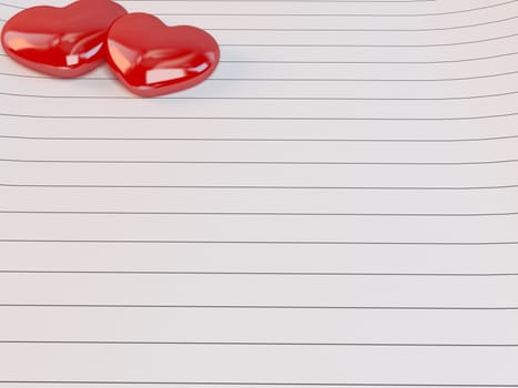 lined Love letter icon with 3d hearts Illustration in a white stage