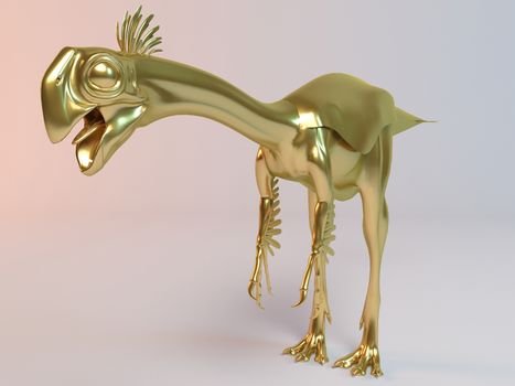 Golden 3D animal dino, dinosaur inside a stage with high render quality to be used as a logo, medal, symbol, shape, emblem, icon, business, geometric, label or any other use