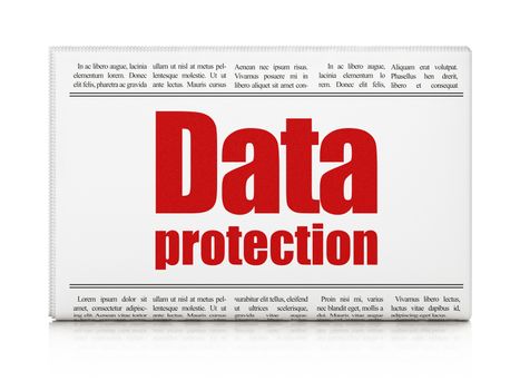 Security concept: newspaper headline Data Protection on White background, 3d render