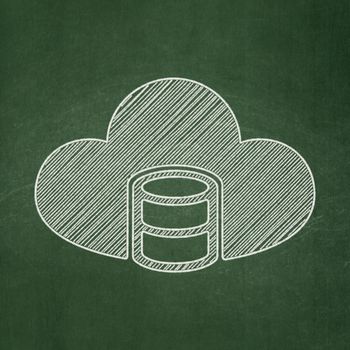 Cloud computing concept: Database With Cloud icon on Green chalkboard background