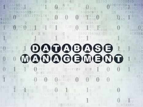 Database concept: Painted black text Database Management on Digital Paper background with Binary Code
