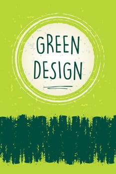 green design text in circle with rings over green old paper background