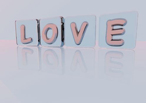 The LOVE word made of blocks with letters