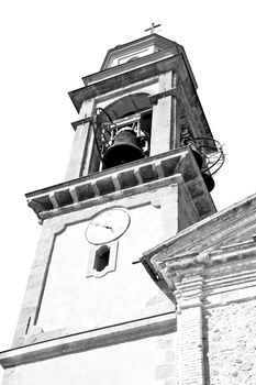 ancien clock tower in italy europe old  stone     and bell