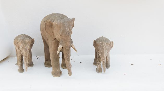 hand made elephant sculpture made of wood