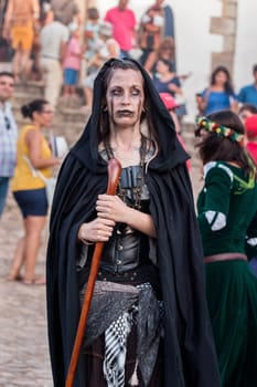 CASTRO MARIM, PORTUGAL - AUGUST 30: View of people, characters, mood, colors and street performers at the popular medieval fair held in Castro Marim village, Portugal on august.