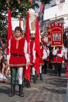 CASTRO MARIM, PORTUGAL - AUGUST 30: View of people, characters, mood, colors and street performers at the popular medieval fair held in Castro Marim village, Portugal on august.