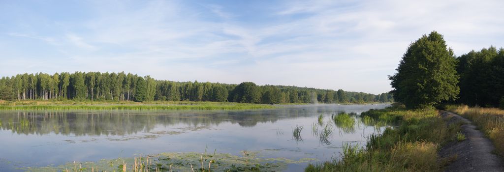 landscape with natural fogy river, nature series