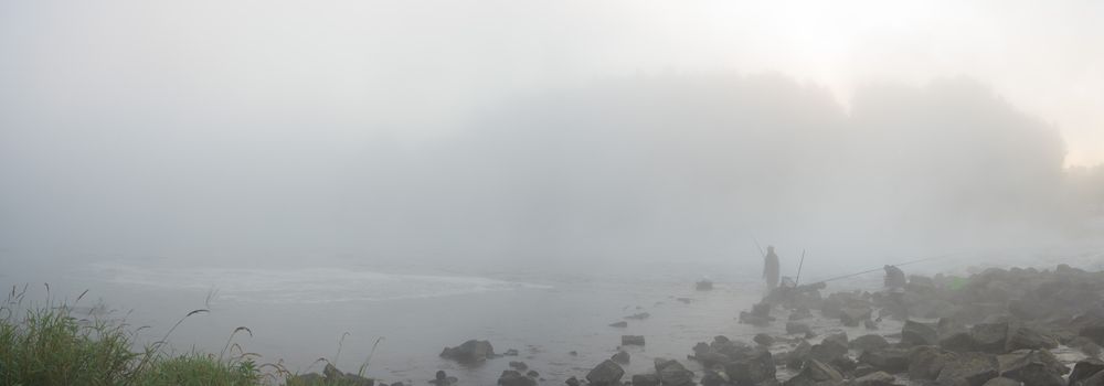 landscape with natural fogy river, nature series