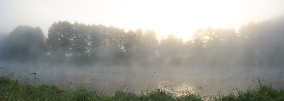 landscape with natural fogy river, nature series