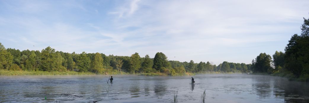 landscape with natural fogy river, nature series