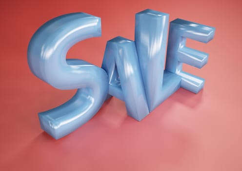 The dimensional word sale on a red background