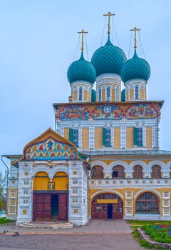 Ancient Russian Orthodox church in the city Tutayev on river Volga 