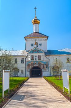 Entrance gate to white orthodox monastery