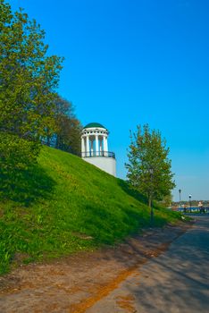 Famous gazebo on the embankment of the Volga river in Yaroslavl