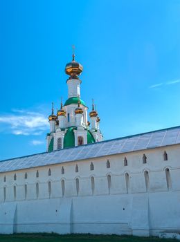 White  Ortodox monastery near Yaroslavl in sunny spring day