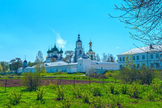 White Monastery near Yaroslavl in the spring day