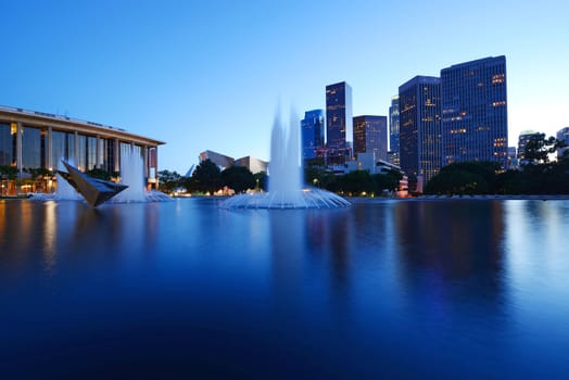 building in downtown los angeles with reflection