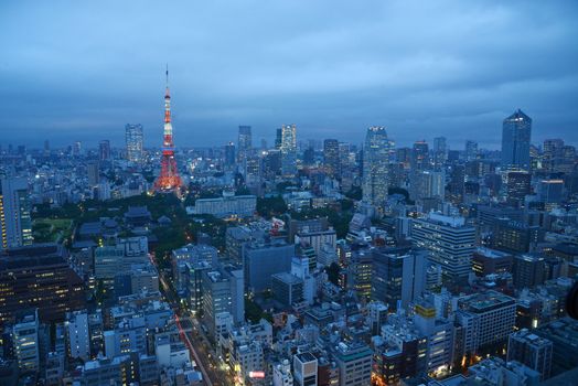 a famous landmark of tokyo tower at night 